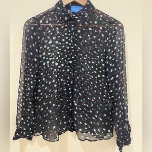 Vera Wang Sheer Button Up Blouse